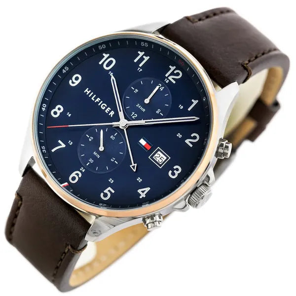 Tommy Hilfiger West férfi karóra, 44 mm, bőrszíj, WR50, kvarc