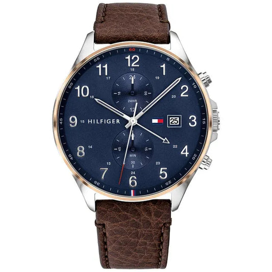 Tommy Hilfiger West férfi karóra, 44 mm, bőrszíj, WR50, kvarc