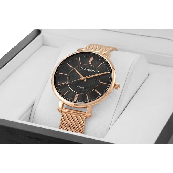 Női karóra Miyota kvarc, rozéarany nemesacél, 36 mm, zafírüveg