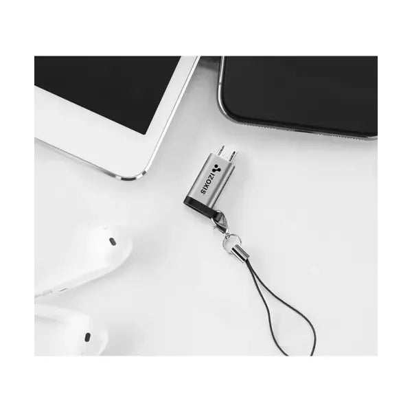 USB-C–micro USB 2.0 OTG adapter, alumínium ház, 480 Mbps, 2.1 A
