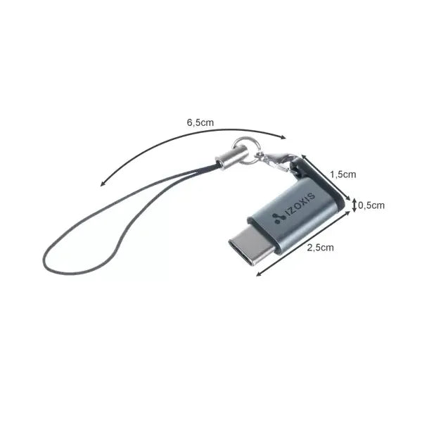 USB-C–micro USB 2.0 OTG adapter, alumínium ház, 480 Mbps, 2.1 A