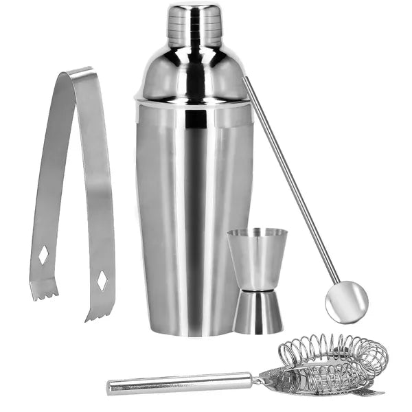 5 részes rozsdamentes acél koktél shaker szett, 550 ml