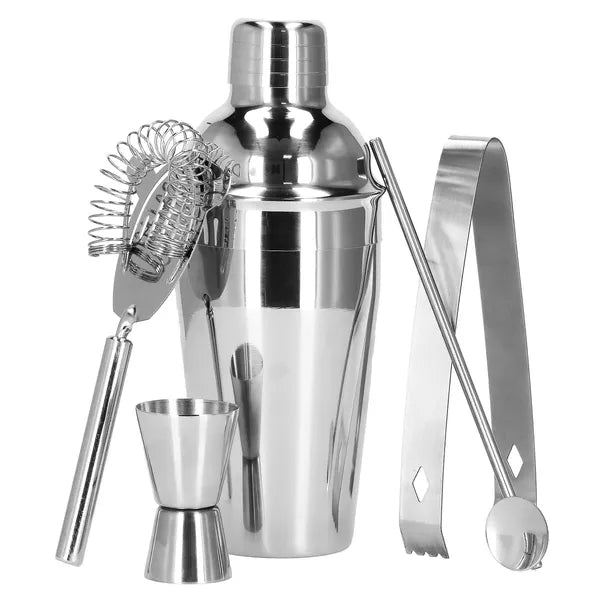 5 részes rozsdamentes acél koktél shaker szett, 550 ml