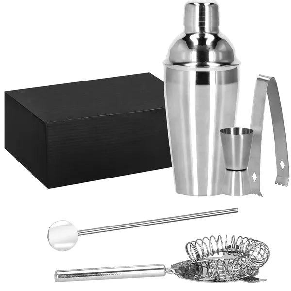 5 részes rozsdamentes acél koktél shaker szett, 550 ml