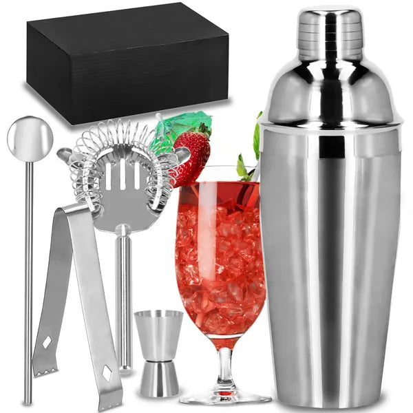 5 részes rozsdamentes acél koktél shaker szett, 550 ml