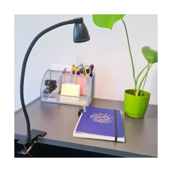 LED asztali lámpa csipesszel és talppal, 3 színhő, 10 fényerő, USB, fekete