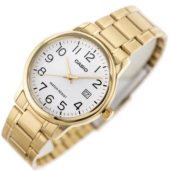 Casio MTP-V002G-7B2 arany férfi karóra, kvarc, acél szíj, 36 mm