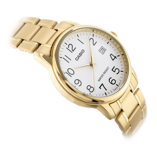 Casio MTP-V002G-7B2 arany férfi karóra, kvarc, acél szíj, 36 mm