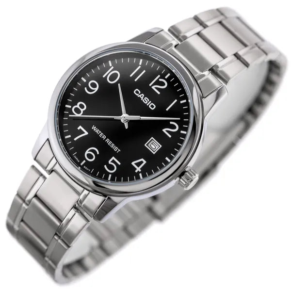 Casio férfi karóra MTP-V002D-1BUDF, acél szíj, fekete számlap, WR30