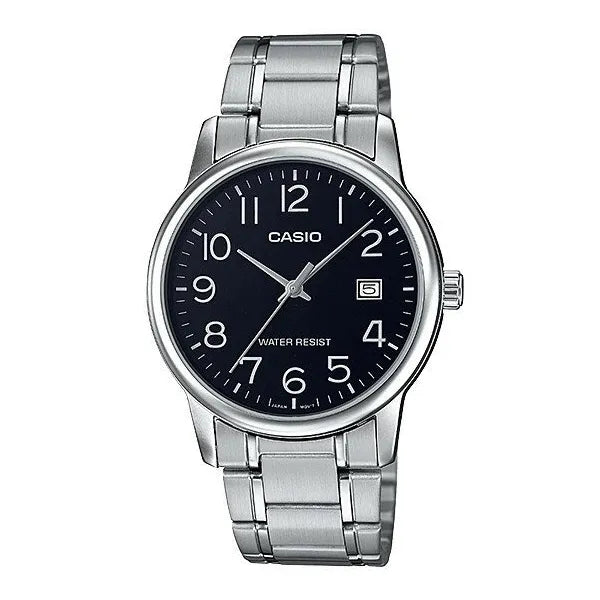 Casio férfi karóra MTP-V002D-1BUDF, acél szíj, fekete számlap, WR30