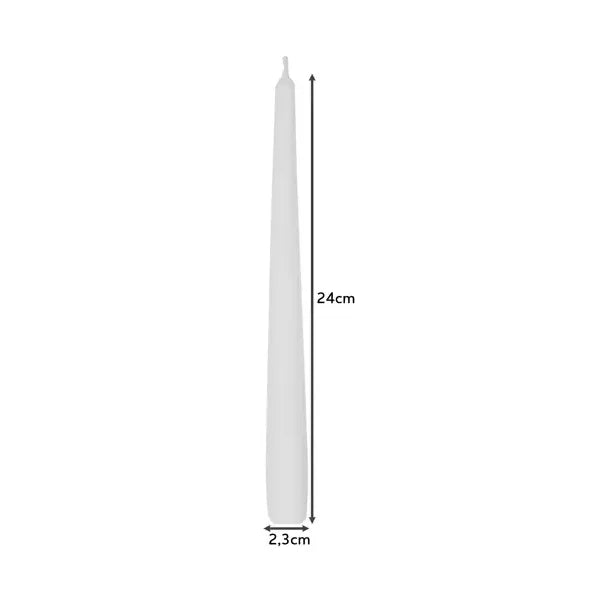 Fehér kúpalakú gyertyaszett 24,5 cm, 40 db, 7 órás égésidő