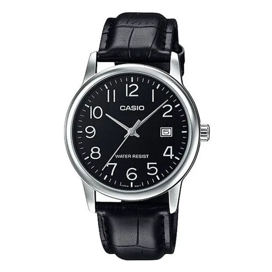 Casio férfi kvarc óra MTP-V002L-1BUDF, 44 mm, fekete számlap, bőrszíj