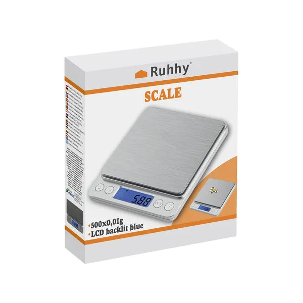 Digitális konyhai mérleg 500g/0,01g, LCD háttérvilágítás, 2 tál