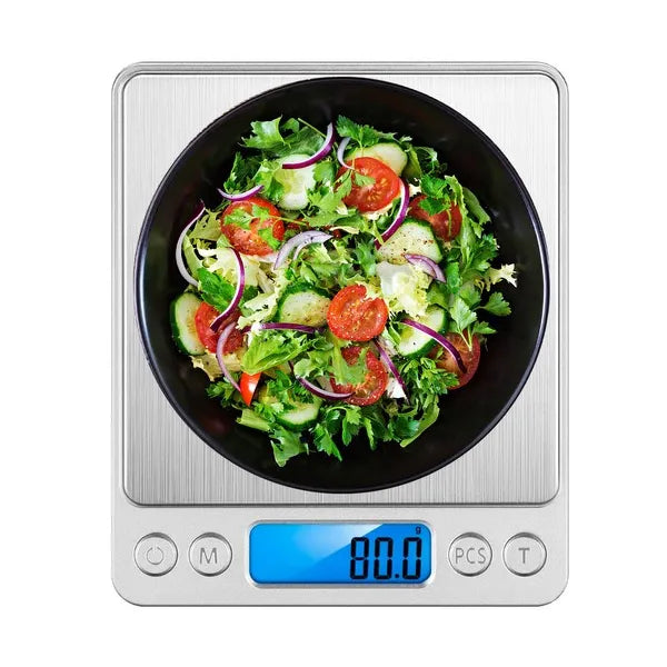 Digitális konyhai mérleg 500g/0,01g, LCD háttérvilágítás, 2 tál