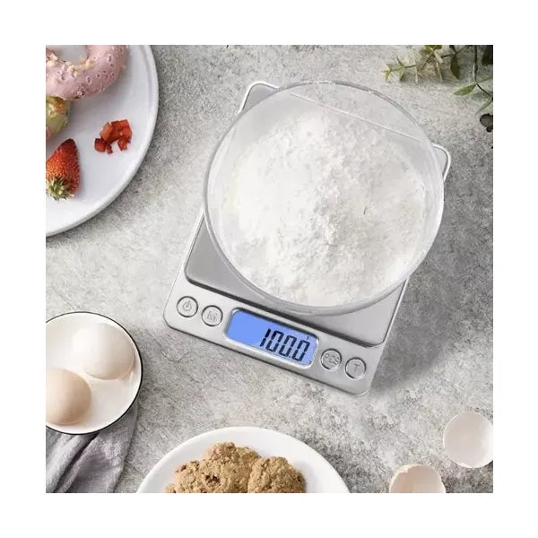 Digitális konyhai mérleg 500g/0,01g, LCD háttérvilágítás, 2 tál