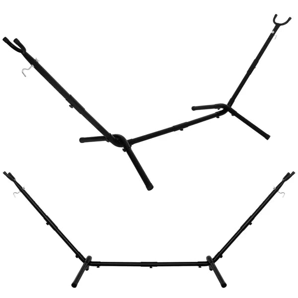 Állítható fém függőágyállvány, fekete, 270 cm, 120 kg teherbírás