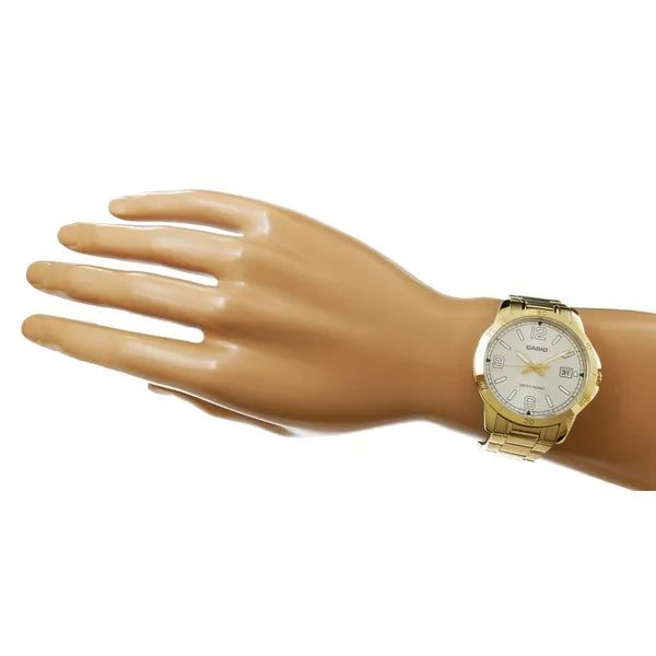 Casio MTP-V004G-7B2 férfi karóra, arany nemesacél szíj, dátum, WR30