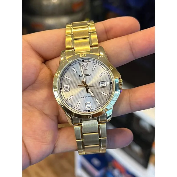 Casio MTP-V004G-7B2 férfi karóra, arany nemesacél szíj, dátum, WR30
