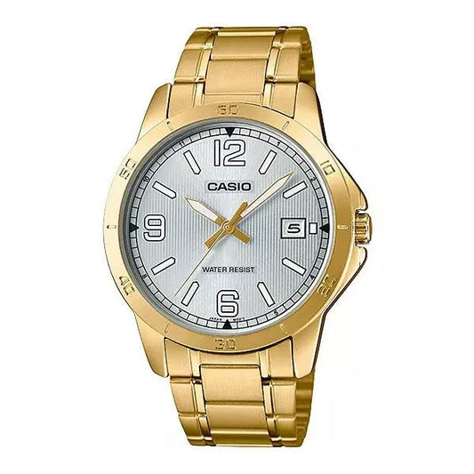 Casio MTP-V004G-7B2 férfi karóra, arany nemesacél szíj, dátum, WR30