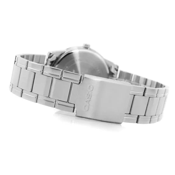 Casio MTP-V001D-7B férfi karóra ezüst acél szíjjal, 38 mm, WR30