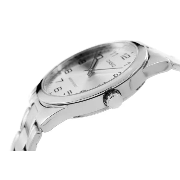 Casio MTP-V001D-7B férfi karóra ezüst acél szíjjal, 38 mm, WR30