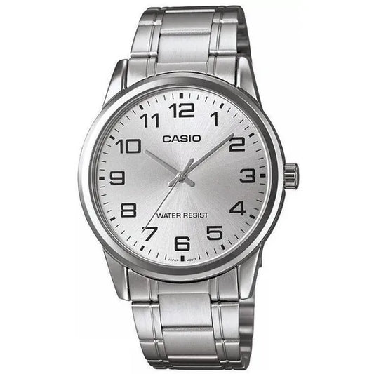 Casio MTP-V001D-7B férfi karóra ezüst acél szíjjal, 38 mm, WR30
