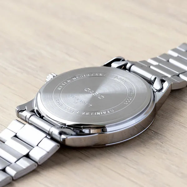Casio MTP-V001D-1BUDF férfi karóra, acél szíj, fekete számlap, WR30