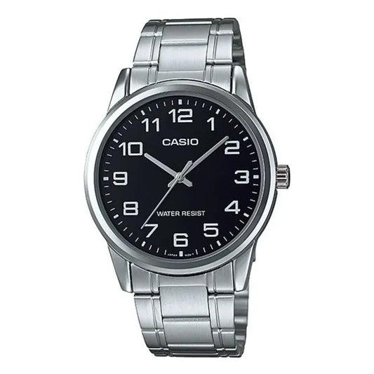 Casio MTP-V001D-1BUDF férfi karóra, acél szíj, fekete számlap, WR30