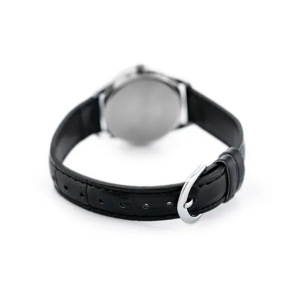 Casio LTP-V005L-1B női kvarc karóra, fekete bőrszíj, WR30, 28 mm