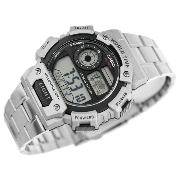 Casio AE-1400WHD-1A férfi sport karóra, rozsdamentes acél, WR100, LED