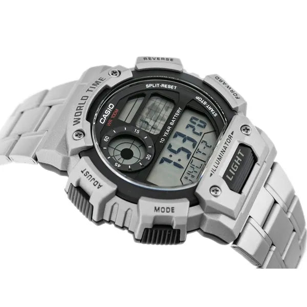 Casio AE-1400WHD-1A férfi sport karóra, rozsdamentes acél, WR100, LED