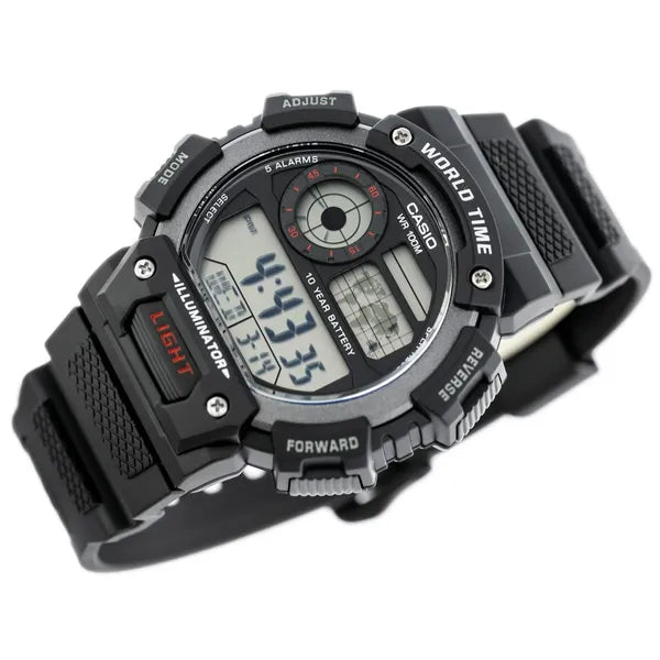 Casio AE-1400WH-1AVDF férfi digitális sportóra, WR100, LED világítás