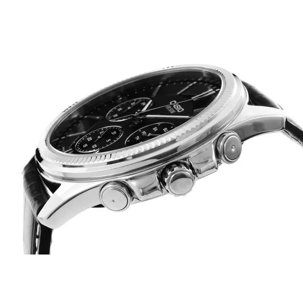 Casio férfi karóra MTP-1375L-1A, bőr szíj, fekete számlap, WR50