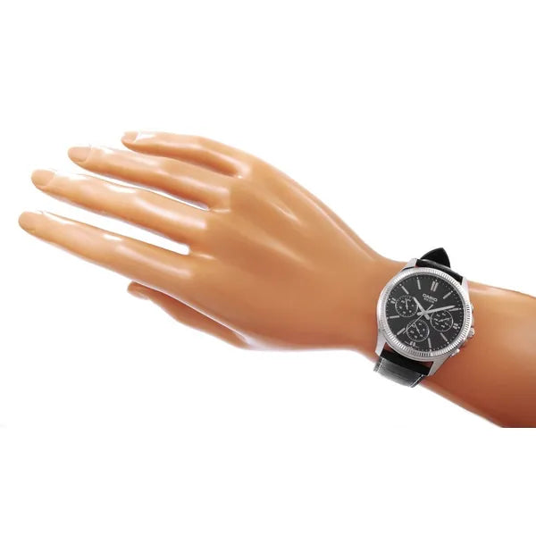 Casio férfi karóra MTP-1375L-1A, bőr szíj, fekete számlap, WR50