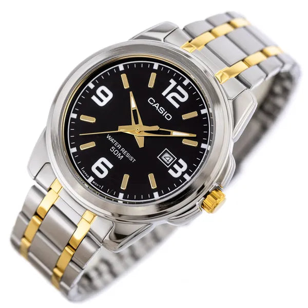 Casio MTP-1314SG-1AVDF férfi karóra, acél szíj, fekete számlap, WR50, 43 mm