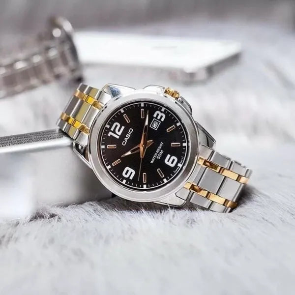 Casio MTP-1314SG-1AVDF férfi karóra, acél szíj, fekete számlap, WR50, 43 mm