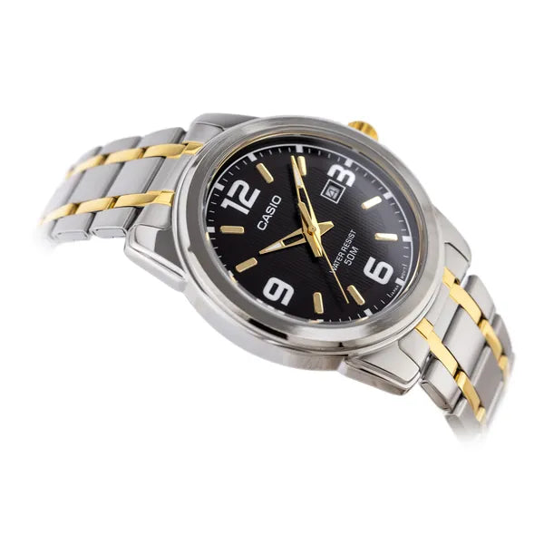 Casio MTP-1314SG-1AVDF férfi karóra, acél szíj, fekete számlap, WR50, 43 mm