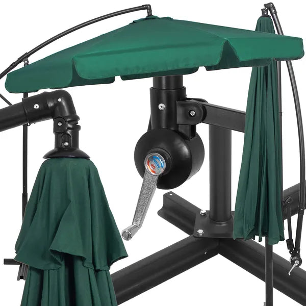 Springos oldalkaros kerti napernyő, 300 cm, zöld, kurblis mechanika