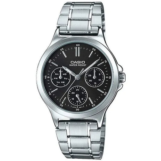 Casio LTP-V300D-1A női kvarc óra, rozsdamentes acél, fekete számlap, WR50M