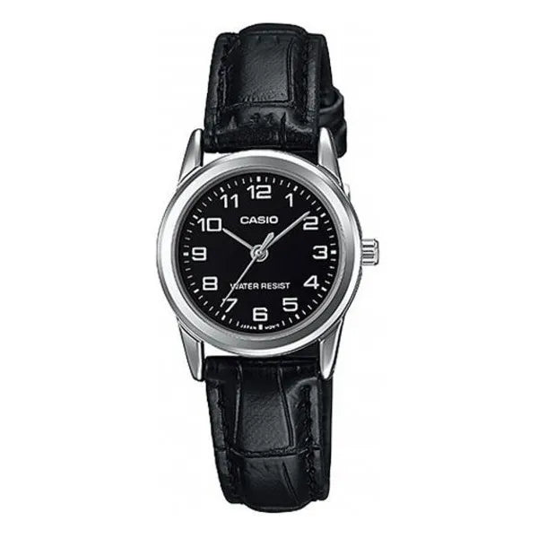 Casio LTP-V001L-1B női karóra, fekete bőrszíj, 24 mm, WR30