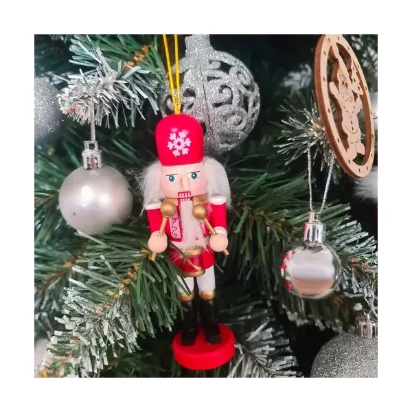 5 darabos felfüggeszthető fa diótörő figura szett, 13 cm, többszínű
