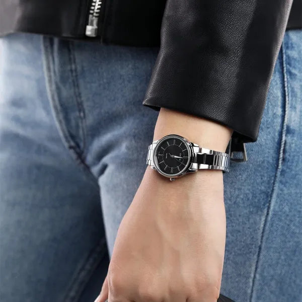 Casio LTP-1303D-1AVDF női karóra, acél szíj, fekete számlap, WR50