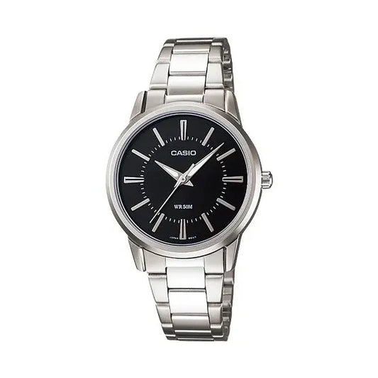 Casio LTP-1303D-1AVDF női karóra, acél szíj, fekete számlap, WR50