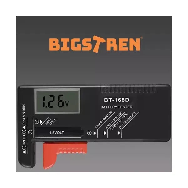 Bigstreen univerzális akkumulátor teszter LCD kijelzővel, AA-AAA-9 V