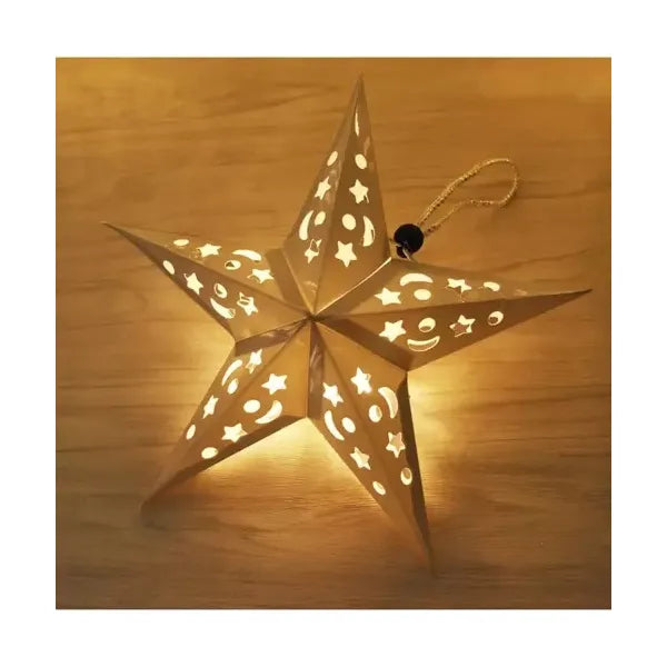 3D LED papírcsillag meleg fehér, 55 cm, elemes karácsonyi dekor