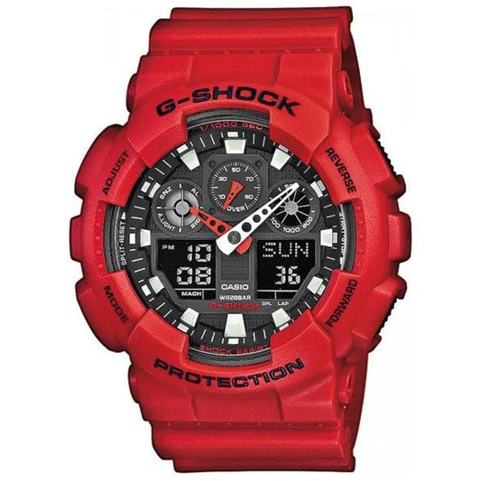 Casio G-Shock GA-100B-4AER férfi karóra, piros, 50 mm, WR200, analóg-digitális