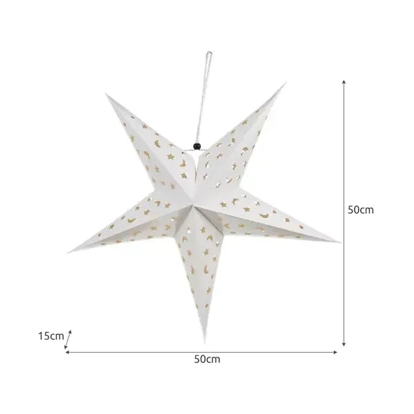3D LED papírcsillag meleg fehér, 55 cm, elemes karácsonyi dekor