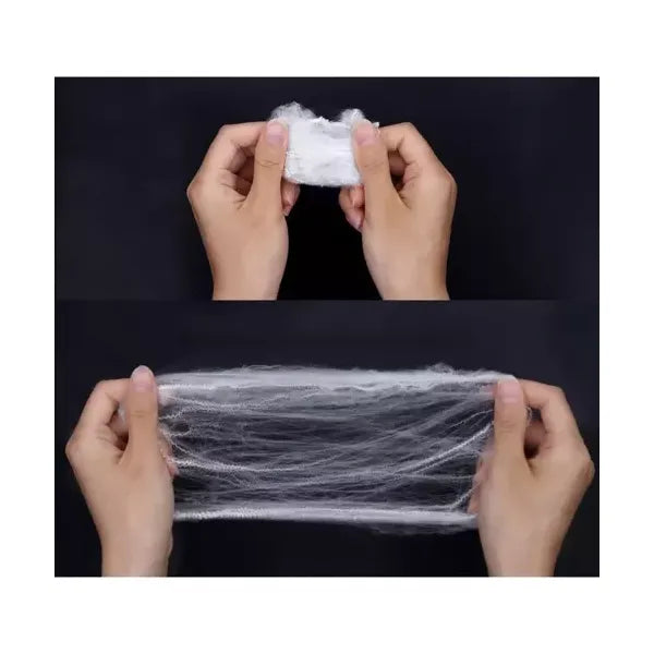 Mű pók háló 60 g fehér, 2 db pókkal, 2,5 m²-ig nyújtható pamut