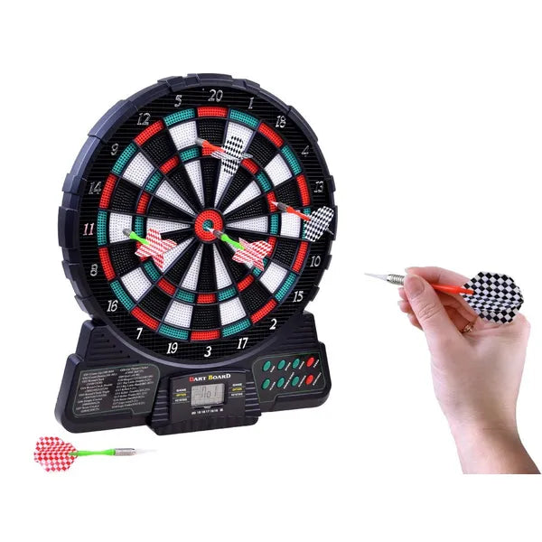 Elektromos darts tábla, 18 játék, LCD kijelző, Ø30 cm, 6 nyíl