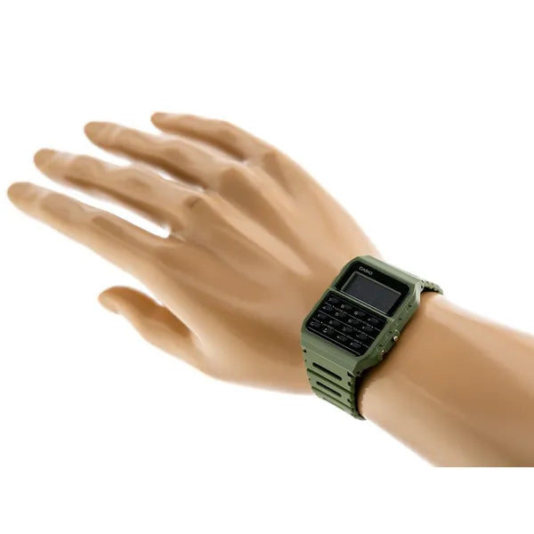 Casio Vintage CA-53WF-3B férfi digitális kalkulátoros karóra, zöld műanyag